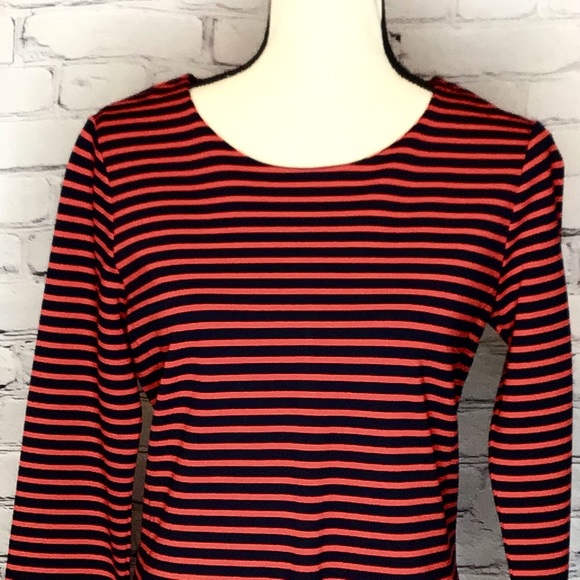 Madewell Sorbonne Dress in Sailor Stripe Red & Navy Knit Long Sleeve Medium NWT - Picture 4 of 12